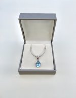 Silver Sky Blue Topaz Pendant 16."  NEW IN.