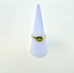 Hallmarked 9ct. Yellow Gold Ring with Square Peridot. NEW STOCK.
