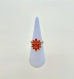 9ct. Gold Spessartine Garnet Sunburst Ring. NEW IN STOCK.