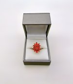 9ct. Gold Spessartine Garnet Sunburst Ring. NEW IN STOCK.
